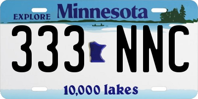 MN license plate 333NNC