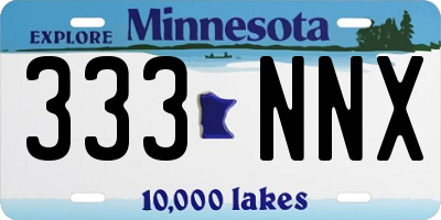MN license plate 333NNX