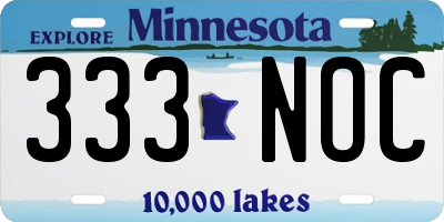 MN license plate 333NOC