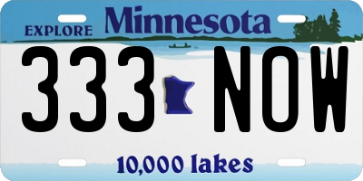 MN license plate 333NOW
