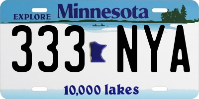 MN license plate 333NYA
