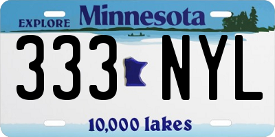 MN license plate 333NYL