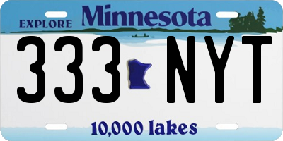 MN license plate 333NYT