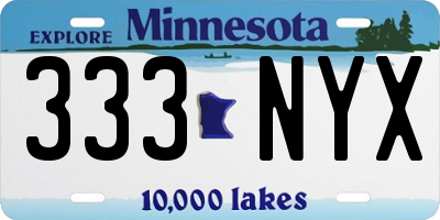 MN license plate 333NYX