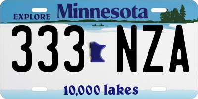 MN license plate 333NZA