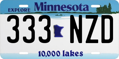 MN license plate 333NZD