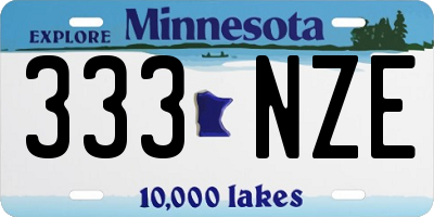 MN license plate 333NZE