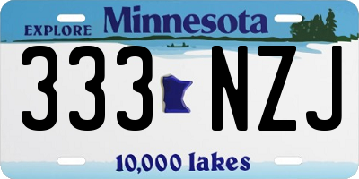 MN license plate 333NZJ