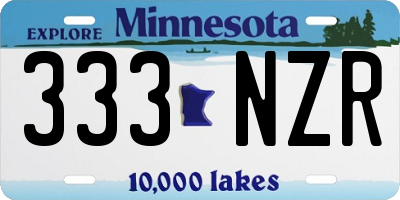 MN license plate 333NZR