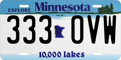 MN license plate 333OVW