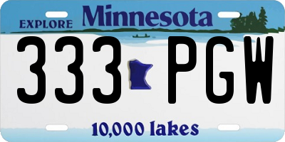 MN license plate 333PGW