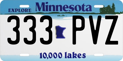 MN license plate 333PVZ