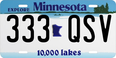 MN license plate 333QSV