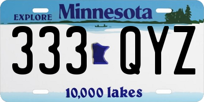 MN license plate 333QYZ