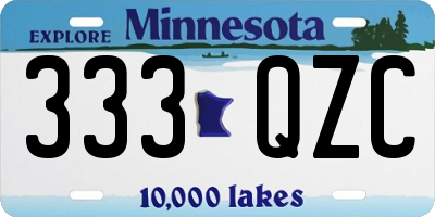 MN license plate 333QZC