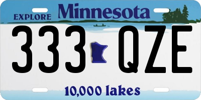 MN license plate 333QZE