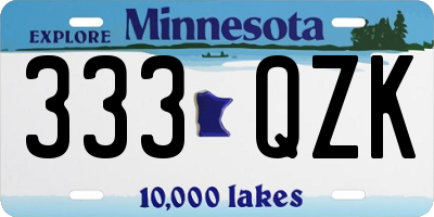 MN license plate 333QZK