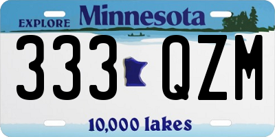 MN license plate 333QZM