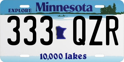 MN license plate 333QZR