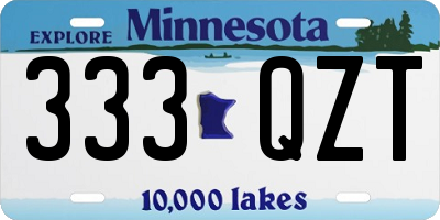 MN license plate 333QZT