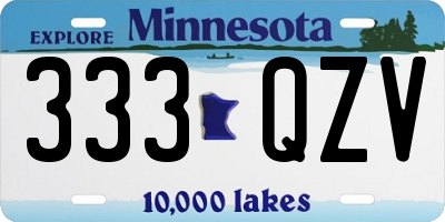 MN license plate 333QZV