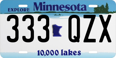 MN license plate 333QZX