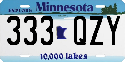 MN license plate 333QZY