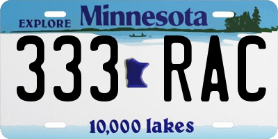 MN license plate 333RAC