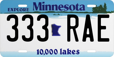MN license plate 333RAE