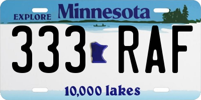 MN license plate 333RAF
