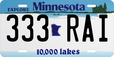 MN license plate 333RAI