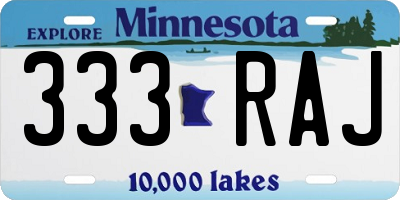 MN license plate 333RAJ