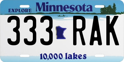 MN license plate 333RAK