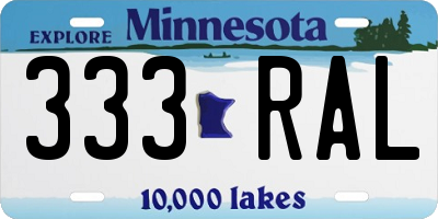 MN license plate 333RAL