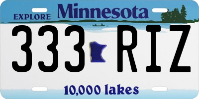 MN license plate 333RIZ