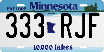MN license plate 333RJF