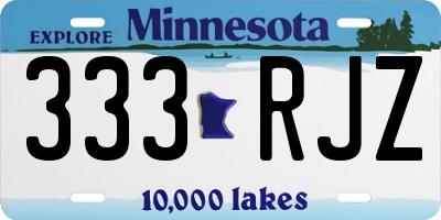 MN license plate 333RJZ