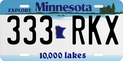 MN license plate 333RKX