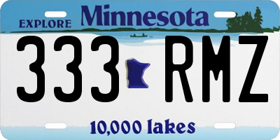 MN license plate 333RMZ