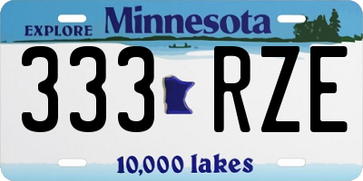 MN license plate 333RZE