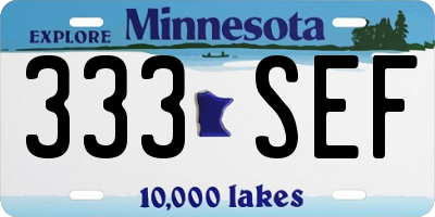 MN license plate 333SEF