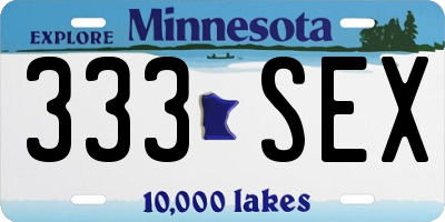 MN license plate 333SEX
