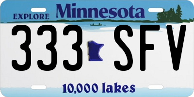 MN license plate 333SFV