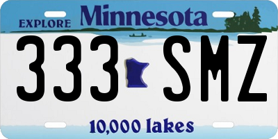 MN license plate 333SMZ