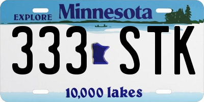 MN license plate 333STK