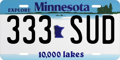 MN license plate 333SUD