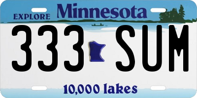 MN license plate 333SUM