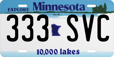 MN license plate 333SVC