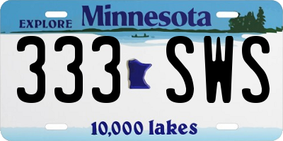 MN license plate 333SWS