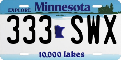 MN license plate 333SWX